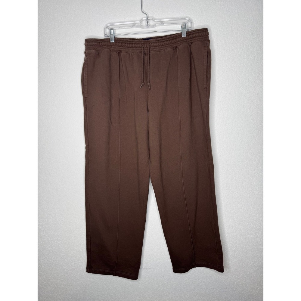GAP Heavyweight Track Pants Woodsy Brown Wide Leg Sweatpants Men's Sz XL Relaxed